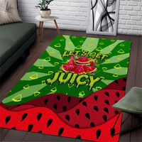 Let's Get Juicy Waterwasted Watermelon Area Rug Funny Cartoon Summer Fruit Party Art