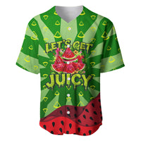 Let's Get Juicy Waterwasted Watermelon Baseball Jersey Funny Cartoon Summer Fruit Party Art