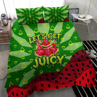 Let's Get Juicy Waterwasted Watermelon Bedding Set Funny Cartoon Summer Fruit Party Art