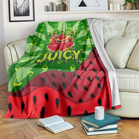Let's Get Juicy Waterwasted Watermelon Blanket Funny Cartoon Summer Fruit Party Art