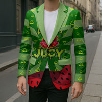 Let's Get Juicy Waterwasted Watermelon Blazer Funny Cartoon Summer Fruit Party Art