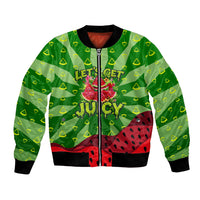 Let's Get Juicy Waterwasted Watermelon Bomber Jacket Funny Cartoon Summer Fruit Party Art