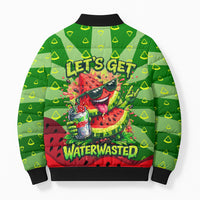 Let's Get Juicy Waterwasted Watermelon Bomber Puffer Jacket Funny Cartoon Summer Fruit Party Art