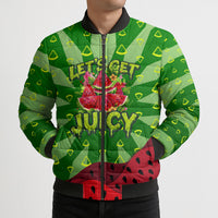 Let's Get Juicy Waterwasted Watermelon Bomber Puffer Jacket Funny Cartoon Summer Fruit Party Art