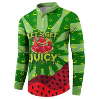 Let's Get Juicy Waterwasted Watermelon Button Sweatshirt Funny Cartoon Summer Fruit Party Art