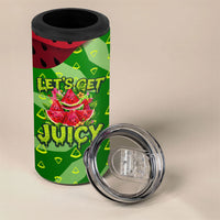 Let's Get Juicy Waterwasted Watermelon 4 in 1 Can Cooler Tumbler Funny Cartoon Summer Fruit Party Art