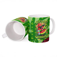 Let's Get Juicy Waterwasted Watermelon Ceramic Mug Funny Cartoon Summer Fruit Party Art