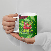 Let's Get Juicy Waterwasted Watermelon Ceramic Mug Funny Cartoon Summer Fruit Party Art