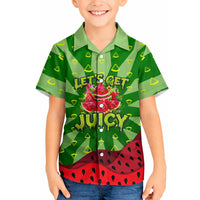 Let's Get Juicy Waterwasted Watermelon Hawaiian Shirt Funny Cartoon Summer Fruit Party Art