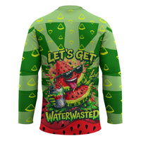 Let's Get Juicy Waterwasted Watermelon Hockey Jersey Funny Cartoon Summer Fruit Party Art