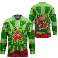 Let's Get Juicy Waterwasted Watermelon Hockey Jersey Funny Cartoon Summer Fruit Party Art