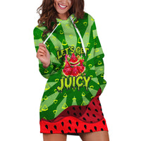 Let's Get Juicy Waterwasted Watermelon Hoodie Dress Funny Cartoon Summer Fruit Party Art