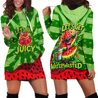 Let's Get Juicy Waterwasted Watermelon Hoodie Dress Funny Cartoon Summer Fruit Party Art