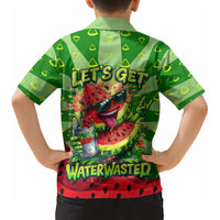 Let's Get Juicy Waterwasted Watermelon Kid Hawaiian Shirt Funny Cartoon Summer Fruit Party Art