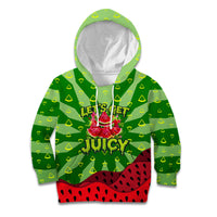Let's Get Juicy Waterwasted Watermelon Kid Hoodie Funny Cartoon Summer Fruit Party Art
