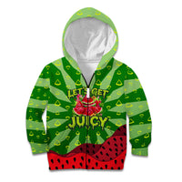 Let's Get Juicy Waterwasted Watermelon Kid Hoodie Funny Cartoon Summer Fruit Party Art