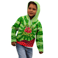 Let's Get Juicy Waterwasted Watermelon Kid Hoodie Funny Cartoon Summer Fruit Party Art