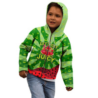 Let's Get Juicy Waterwasted Watermelon Kid Hoodie Funny Cartoon Summer Fruit Party Art