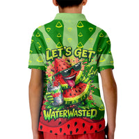 Let's Get Juicy Waterwasted Watermelon Kid Polo Shirt Funny Cartoon Summer Fruit Party Art