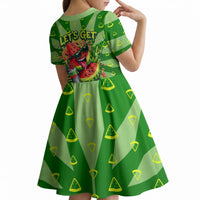 Let's Get Juicy Waterwasted Watermelon Kid Short Sleeve Dress Funny Cartoon Summer Fruit Party Art