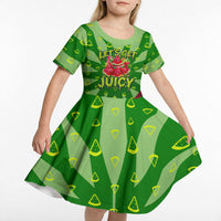 Let's Get Juicy Waterwasted Watermelon Kid Short Sleeve Dress Funny Cartoon Summer Fruit Party Art