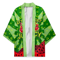 Let's Get Juicy Waterwasted Watermelon Kimono Funny Cartoon Summer Fruit Party Art
