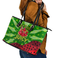 Let's Get Juicy Waterwasted Watermelon Leather Tote Bag Funny Cartoon Summer Fruit Party Art