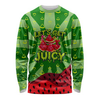 Let's Get Juicy Waterwasted Watermelon Long Sleeve Shirt Funny Cartoon Summer Fruit Party Art