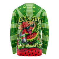 Let's Get Juicy Waterwasted Watermelon Long Sleeve Shirt Funny Cartoon Summer Fruit Party Art
