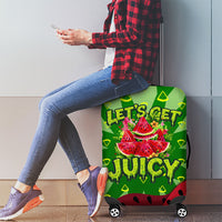 Let's Get Juicy Waterwasted Watermelon Luggage Cover Funny Cartoon Summer Fruit Party Art