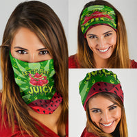 Let's Get Juicy Waterwasted Watermelon Neck Gaiter Funny Cartoon Summer Fruit Party Art