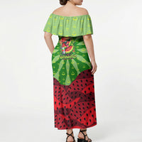Let's Get Juicy Waterwasted Watermelon Off Shoulder Maxi Dress Funny Cartoon Summer Fruit Party Art