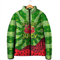 Let's Get Juicy Waterwasted Watermelon Padded Jacket Funny Cartoon Summer Fruit Party Art
