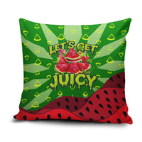 Let's Get Juicy Waterwasted Watermelon Pillow Cover Funny Cartoon Summer Fruit Party Art