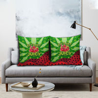 Let's Get Juicy Waterwasted Watermelon Pillow Cover Funny Cartoon Summer Fruit Party Art