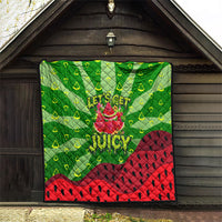 Let's Get Juicy Waterwasted Watermelon Quilt Funny Cartoon Summer Fruit Party Art