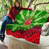 Let's Get Juicy Waterwasted Watermelon Quilt Funny Cartoon Summer Fruit Party Art