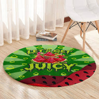 Let's Get Juicy Waterwasted Watermelon Round Carpet Funny Cartoon Summer Fruit Party Art