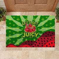 Let's Get Juicy Waterwasted Watermelon Rubber Doormat Funny Cartoon Summer Fruit Party Art