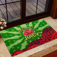 Let's Get Juicy Waterwasted Watermelon Rubber Doormat Funny Cartoon Summer Fruit Party Art