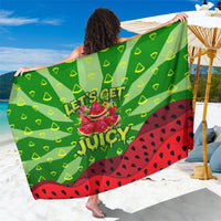 Let's Get Juicy Waterwasted Watermelon Sarong Funny Cartoon Summer Fruit Party Art