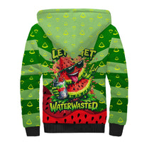 Let's Get Juicy Waterwasted Watermelon Sherpa Hoodie Funny Cartoon Summer Fruit Party Art
