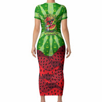 Let's Get Juicy Waterwasted Watermelon Short Sleeve Bodycon Dress Funny Cartoon Summer Fruit Party Art