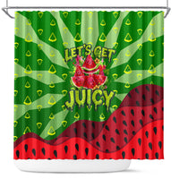 Let's Get Juicy Waterwasted Watermelon Shower Curtain Funny Cartoon Summer Fruit Party Art