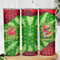 Let's Get Juicy Waterwasted Watermelon Skinny Tumbler Funny Cartoon Summer Fruit Party Art