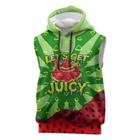 Let's Get Juicy Waterwasted Watermelon Sleeveless Hoodie Funny Cartoon Summer Fruit Party Art