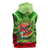 Let's Get Juicy Waterwasted Watermelon Sleeveless Hoodie Funny Cartoon Summer Fruit Party Art
