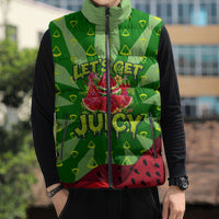 Let's Get Juicy Waterwasted Watermelon Sleeveless Puffer Jacket Funny Cartoon Summer Fruit Party Art
