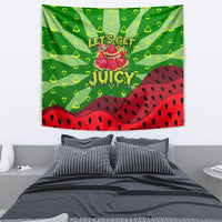 Let's Get Juicy Waterwasted Watermelon Tapestry Funny Cartoon Summer Fruit Party Art