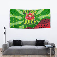 Let's Get Juicy Waterwasted Watermelon Tapestry Funny Cartoon Summer Fruit Party Art